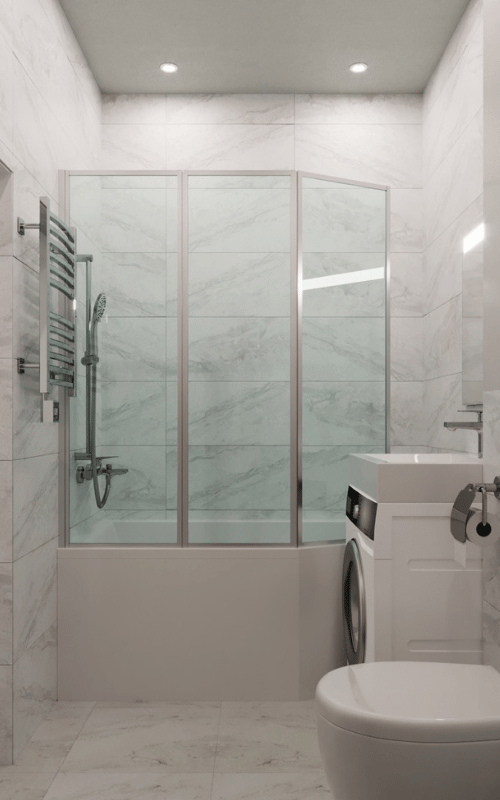 Crafted with precision, the premium marble-like tiles provide a polished and seamless finish. Paired with contemporary fixtures, they exude sophistication and durability.